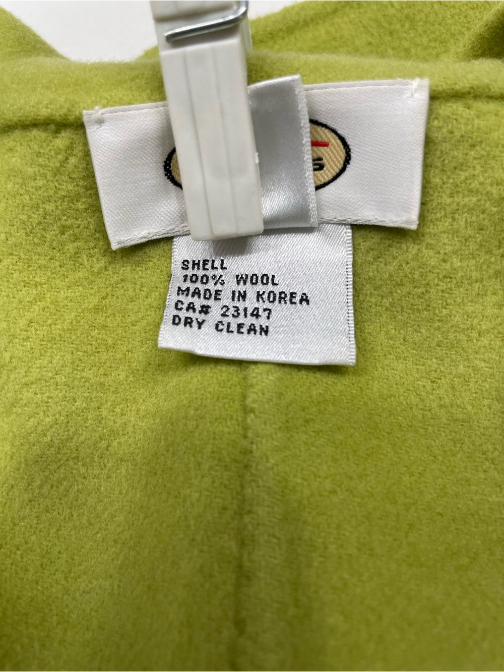 Talbots Vintage 100% Wool Chartreuse Green Open-Front Coat Jacket Size 16 - Picture 7 of 10